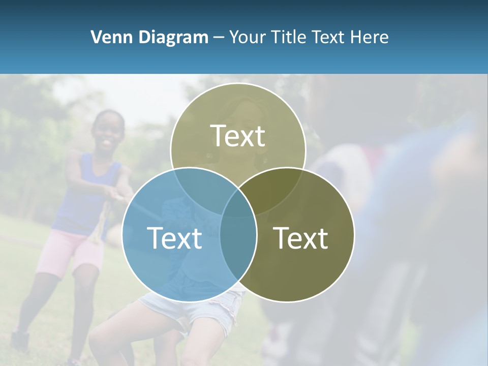 A Group Of Children Playing Tug Of War In A Park PowerPoint Template