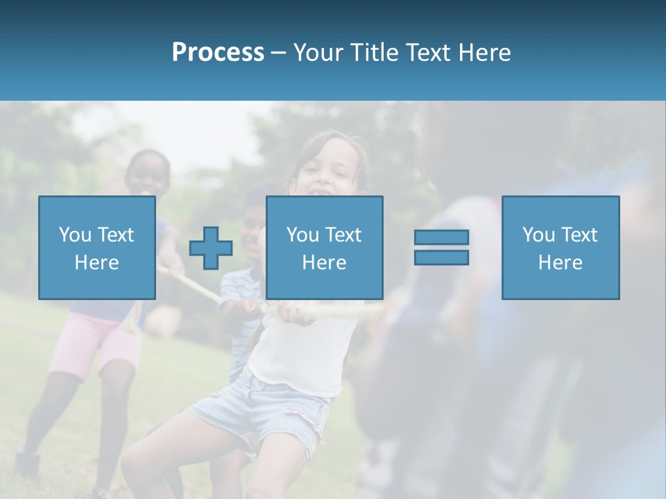 A Group Of Children Playing Tug Of War In A Park PowerPoint Template