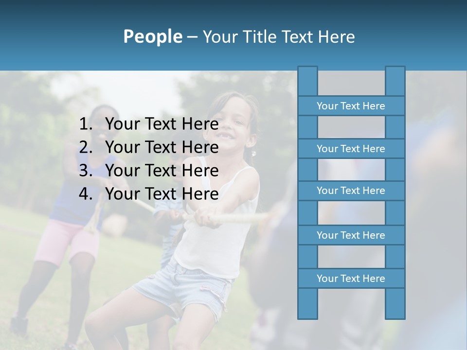 A Group Of Children Playing Tug Of War In A Park PowerPoint Template