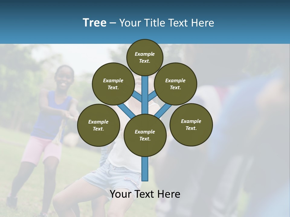 A Group Of Children Playing Tug Of War In A Park PowerPoint Template