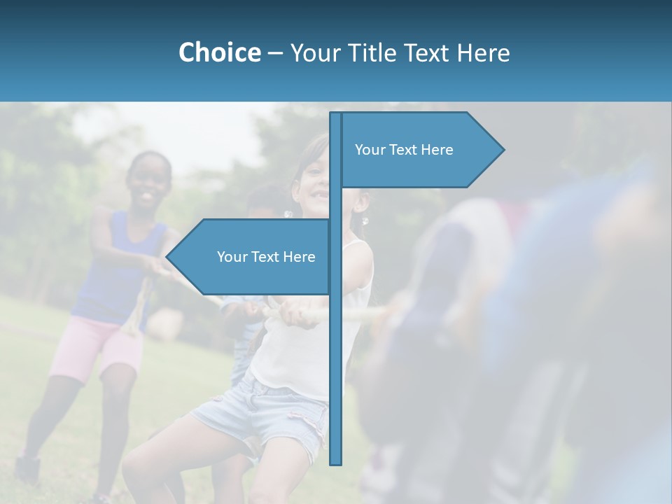 A Group Of Children Playing Tug Of War In A Park PowerPoint Template