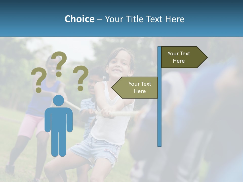 A Group Of Children Playing Tug Of War In A Park PowerPoint Template