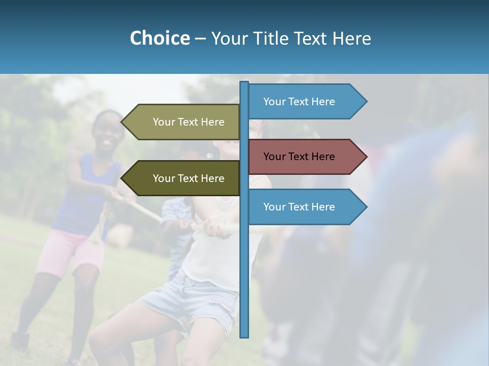 A Group Of Children Playing Tug Of War In A Park PowerPoint Template