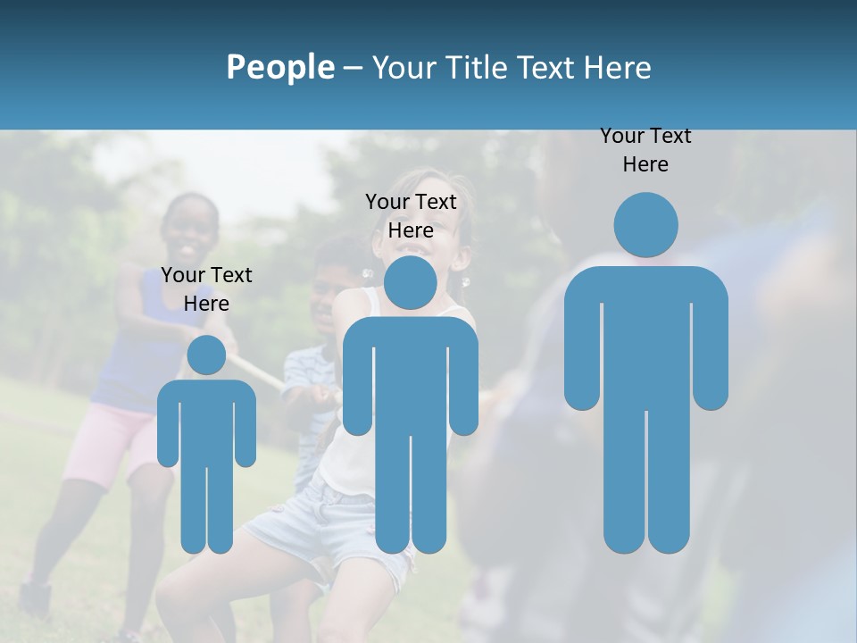 A Group Of Children Playing Tug Of War In A Park PowerPoint Template