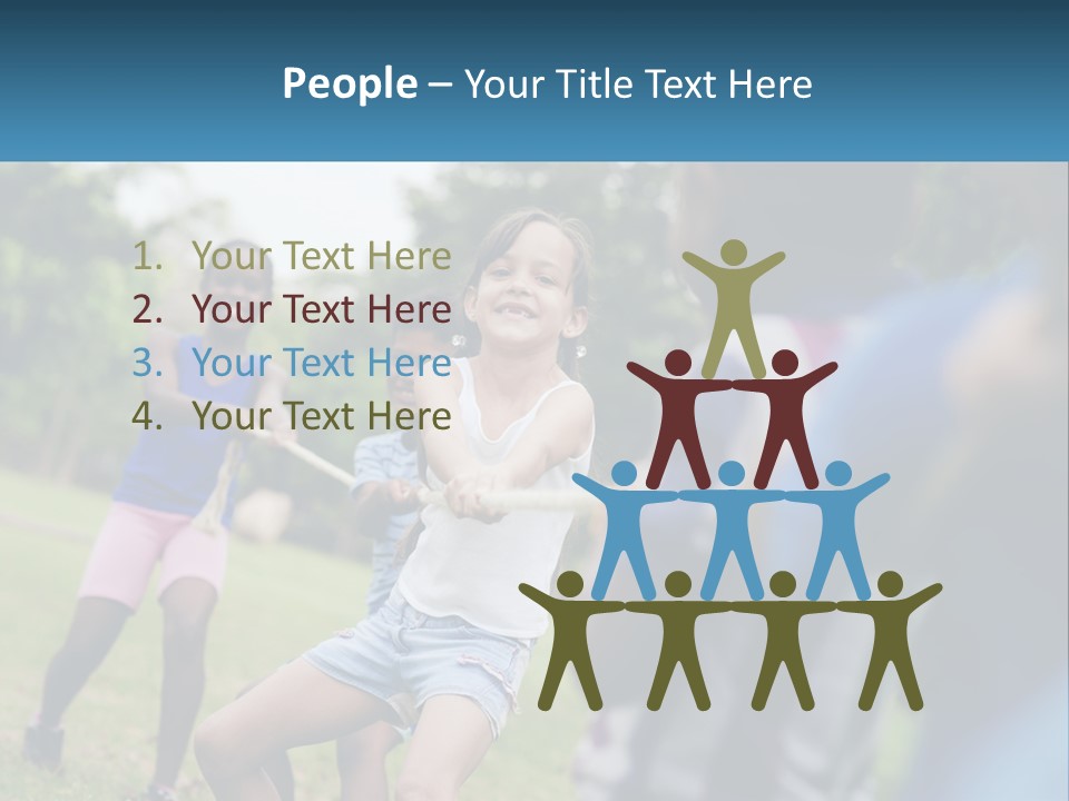 A Group Of Children Playing Tug Of War In A Park PowerPoint Template