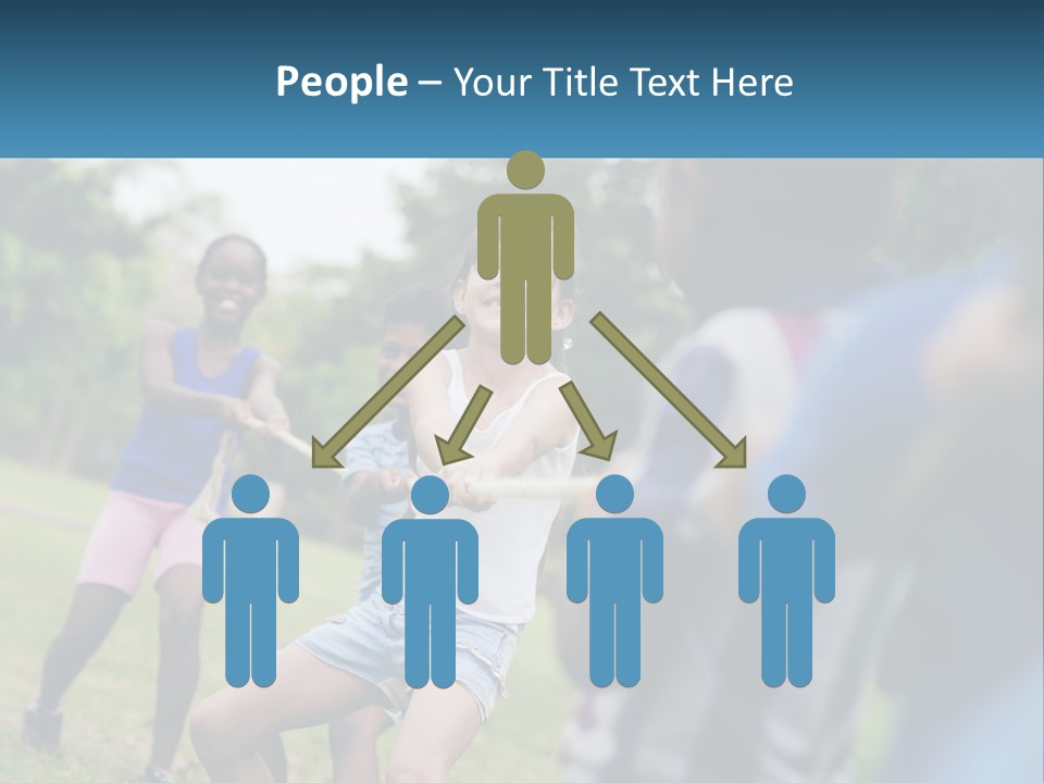 A Group Of Children Playing Tug Of War In A Park PowerPoint Template