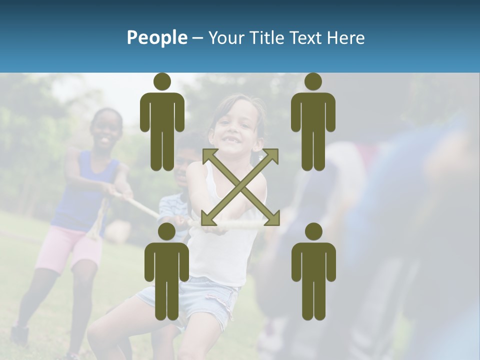 A Group Of Children Playing Tug Of War In A Park PowerPoint Template