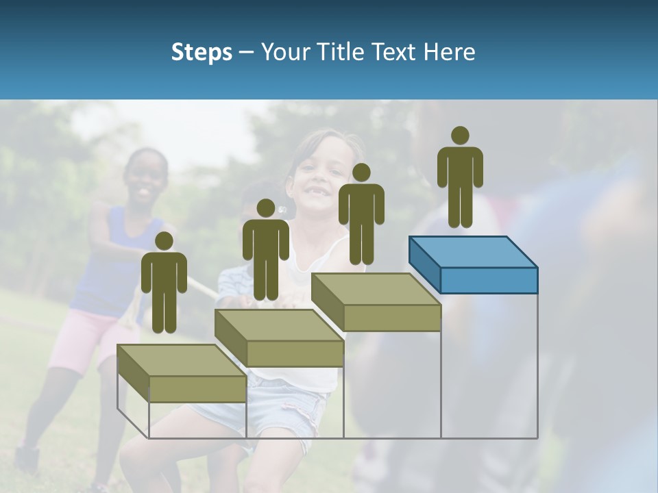 A Group Of Children Playing Tug Of War In A Park PowerPoint Template