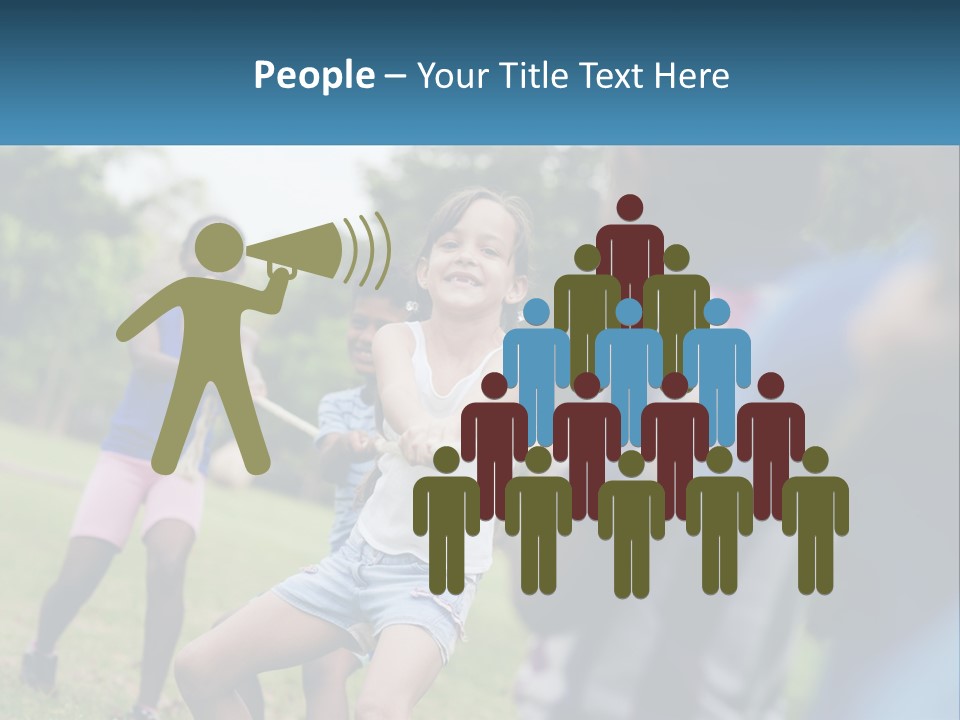 A Group Of Children Playing Tug Of War In A Park PowerPoint Template