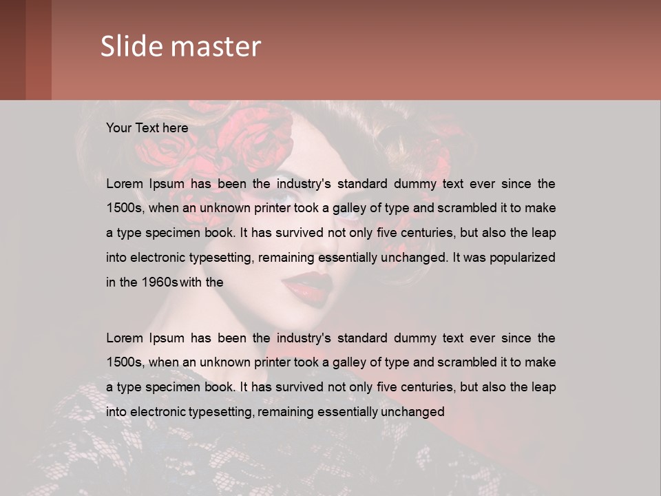 A Woman With Red Roses In Her Hair PowerPoint Template