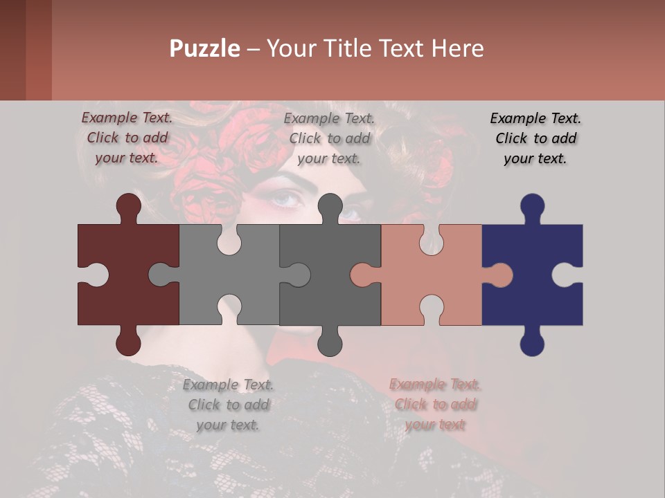 A Woman With Red Roses In Her Hair PowerPoint Template