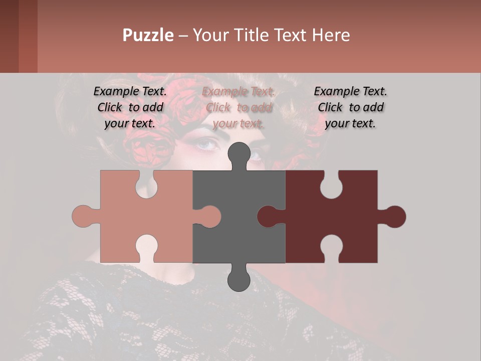 A Woman With Red Roses In Her Hair PowerPoint Template