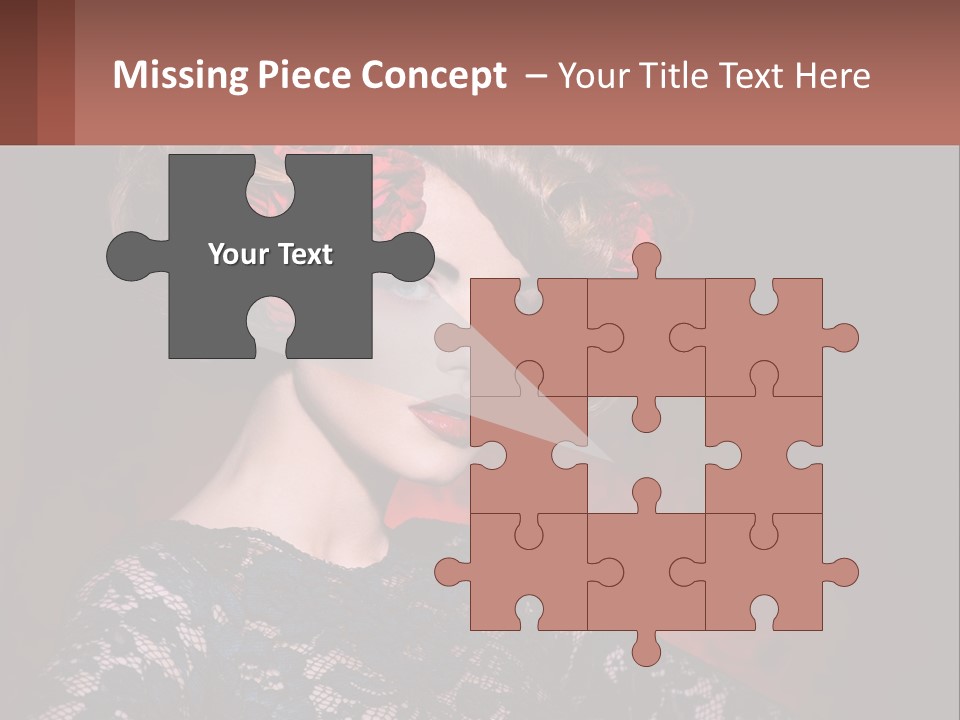 A Woman With Red Roses In Her Hair PowerPoint Template