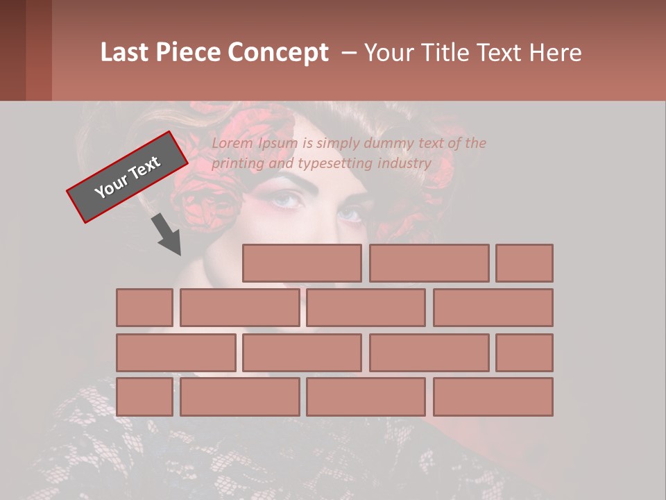 A Woman With Red Roses In Her Hair PowerPoint Template