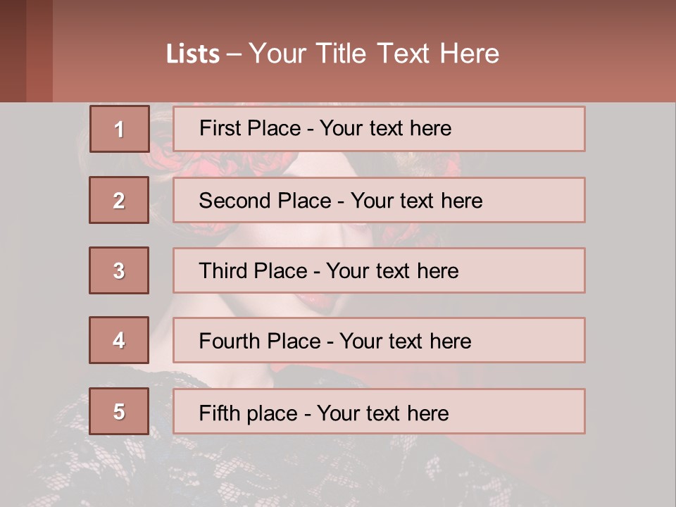A Woman With Red Roses In Her Hair PowerPoint Template