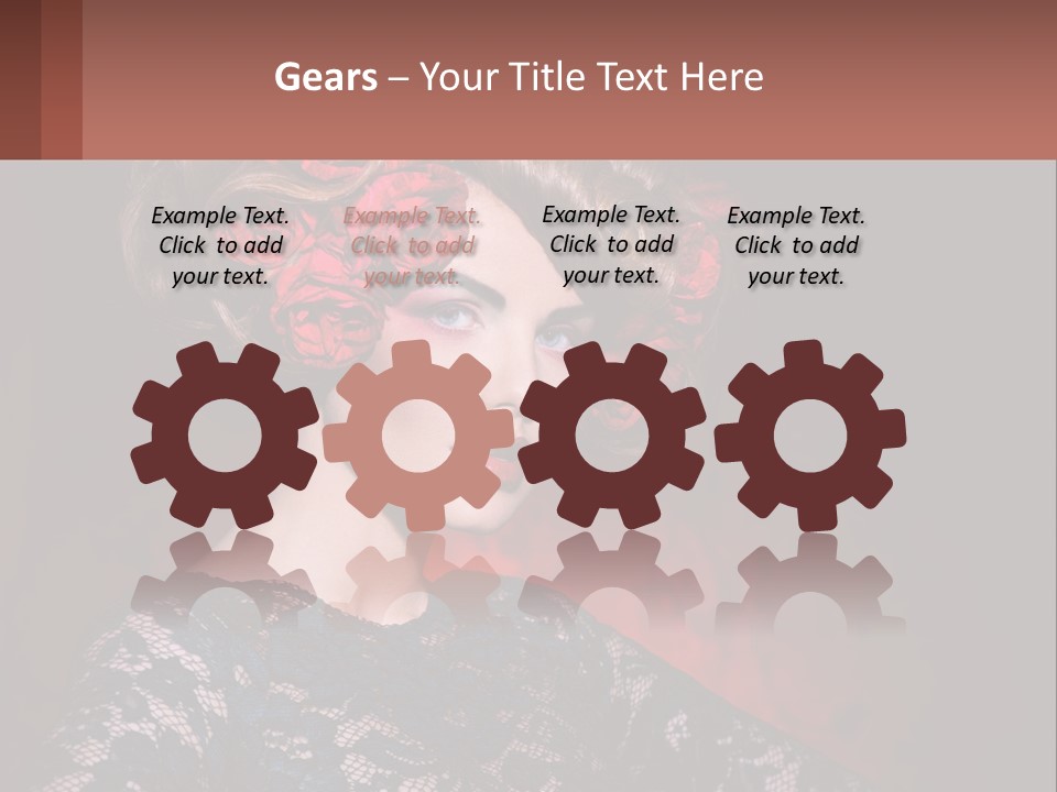 A Woman With Red Roses In Her Hair PowerPoint Template