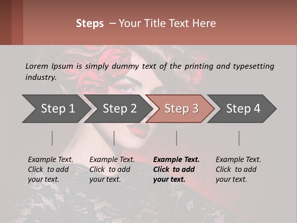 A Woman With Red Roses In Her Hair PowerPoint Template