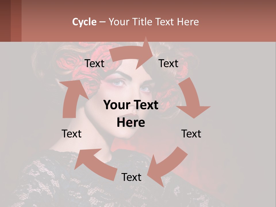 A Woman With Red Roses In Her Hair PowerPoint Template