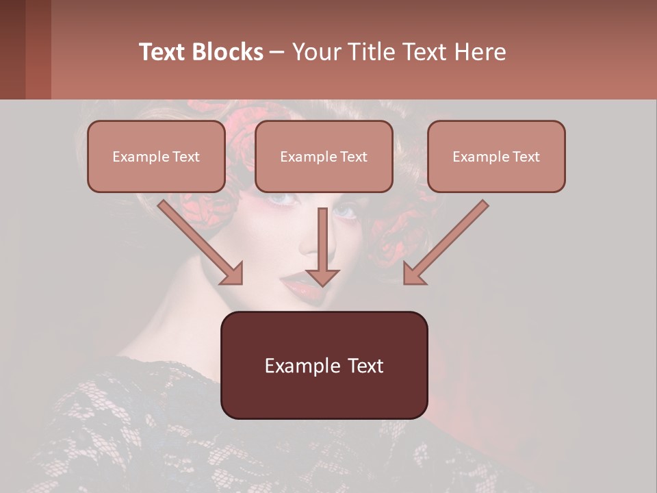 A Woman With Red Roses In Her Hair PowerPoint Template