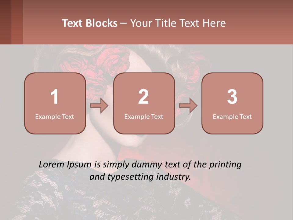 A Woman With Red Roses In Her Hair PowerPoint Template