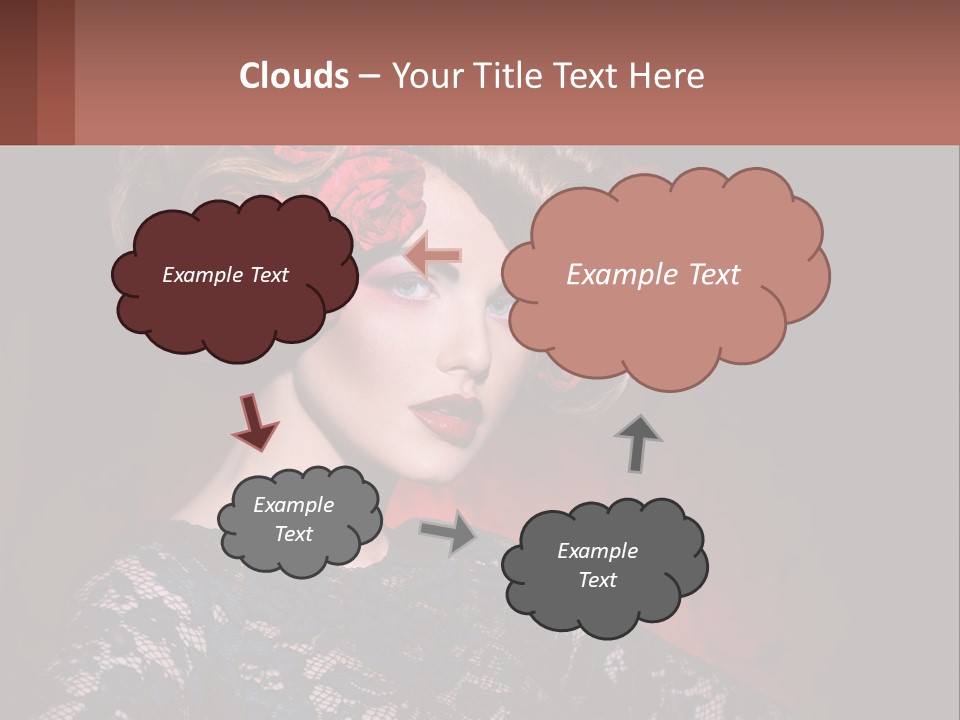 A Woman With Red Roses In Her Hair PowerPoint Template