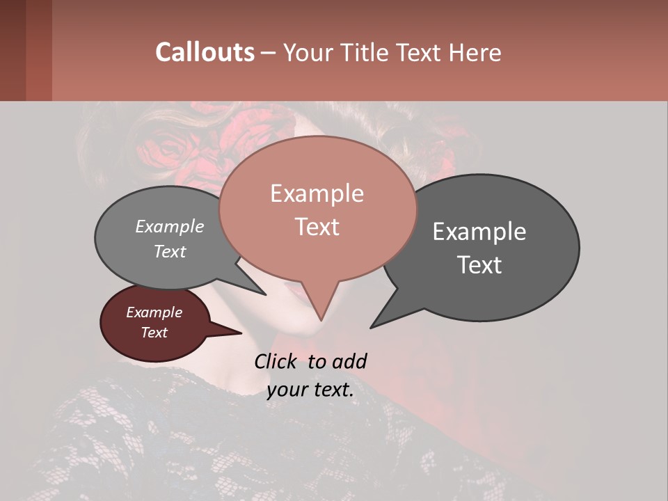 A Woman With Red Roses In Her Hair PowerPoint Template