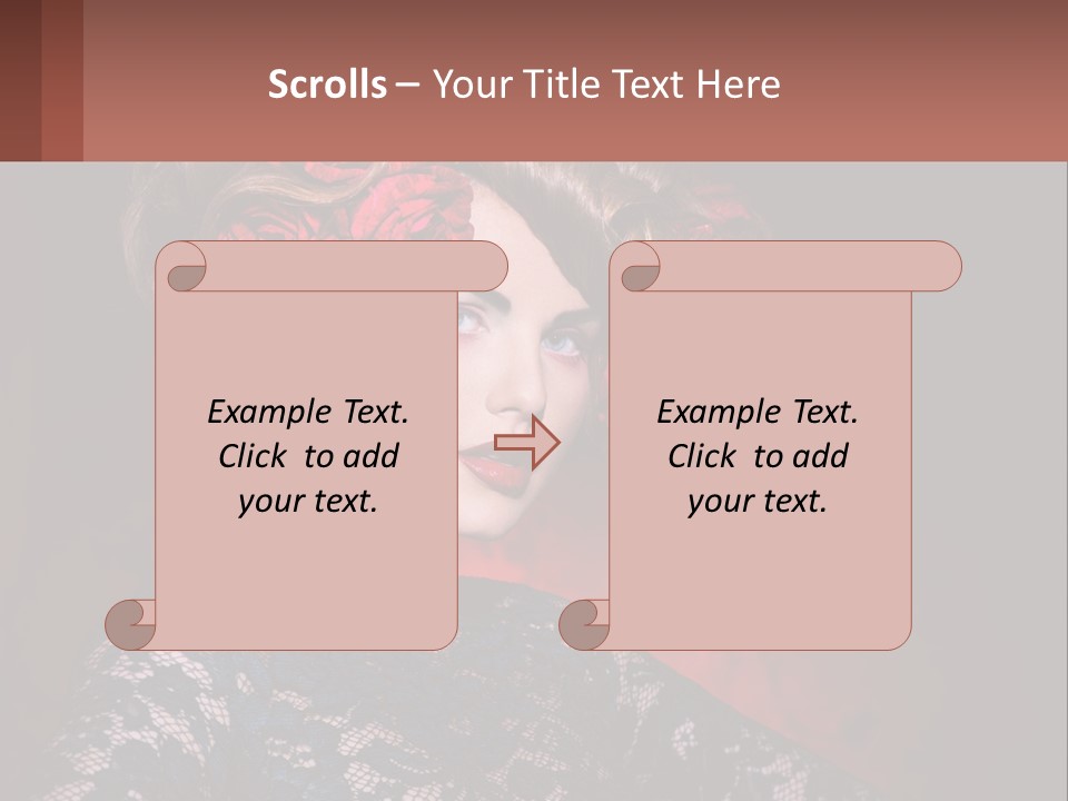A Woman With Red Roses In Her Hair PowerPoint Template