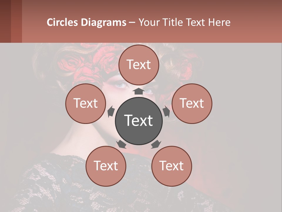 A Woman With Red Roses In Her Hair PowerPoint Template