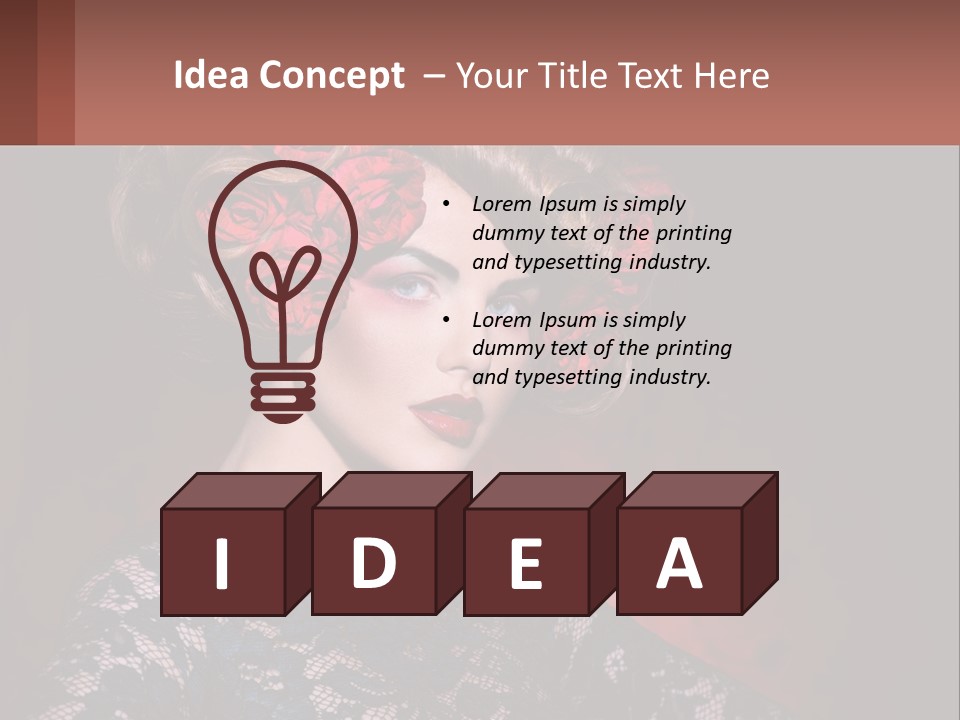 A Woman With Red Roses In Her Hair PowerPoint Template