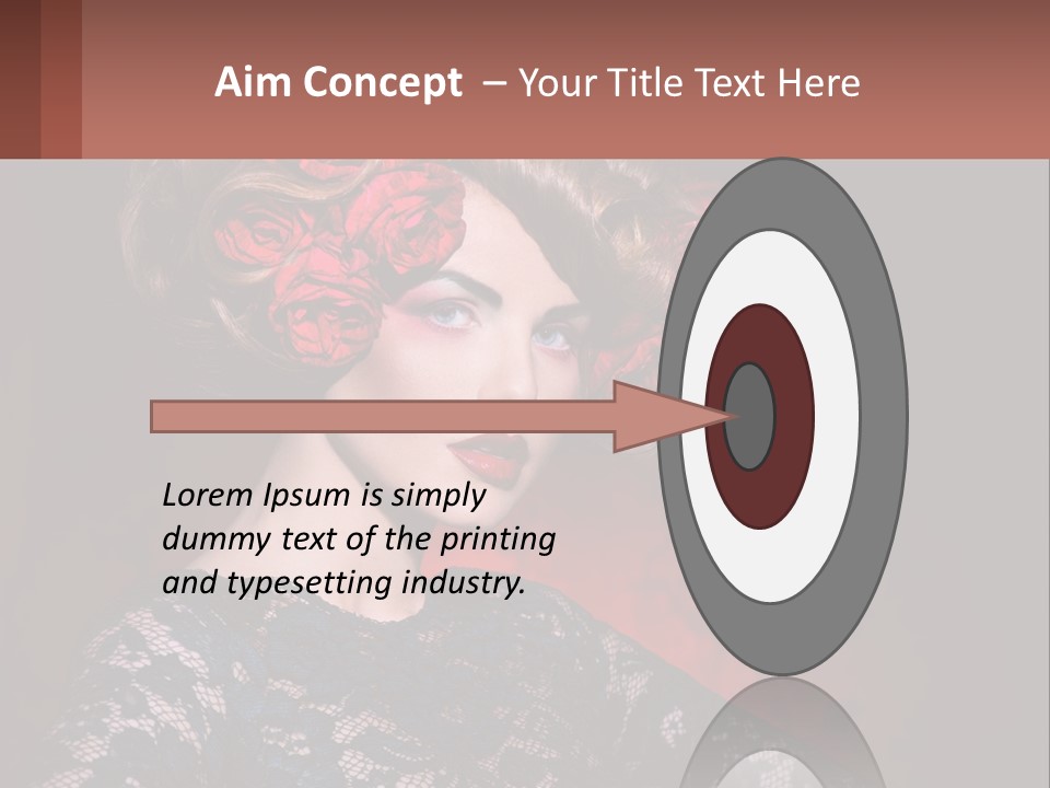 A Woman With Red Roses In Her Hair PowerPoint Template