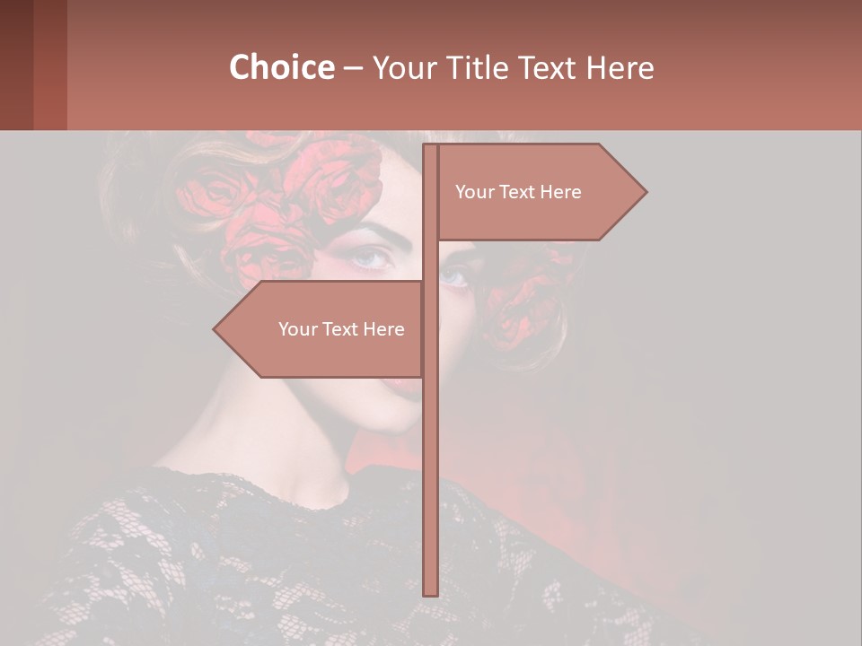 A Woman With Red Roses In Her Hair PowerPoint Template