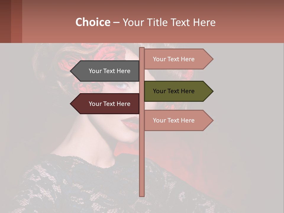 A Woman With Red Roses In Her Hair PowerPoint Template