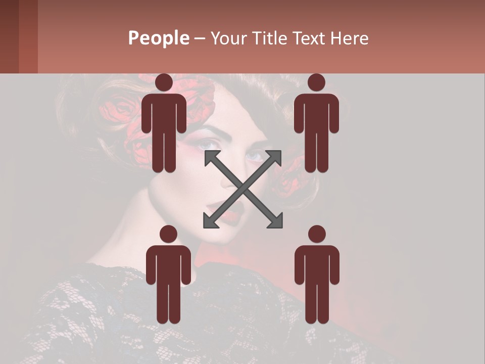 A Woman With Red Roses In Her Hair PowerPoint Template