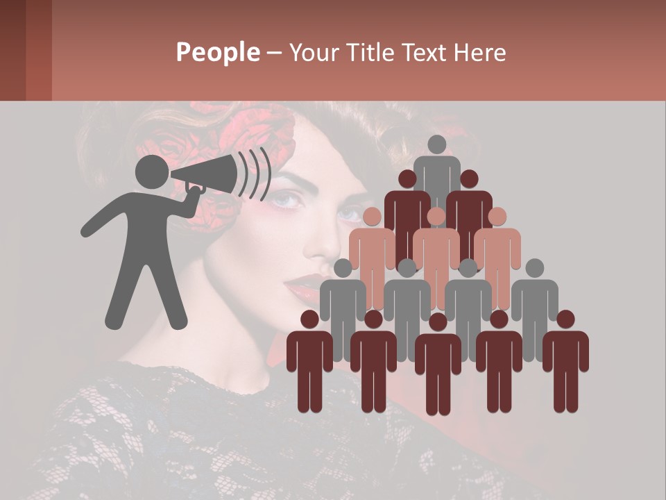 A Woman With Red Roses In Her Hair PowerPoint Template