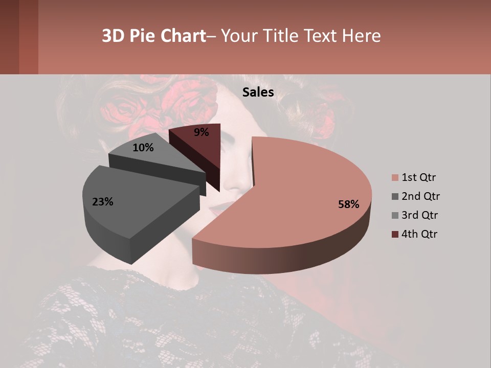 A Woman With Red Roses In Her Hair PowerPoint Template