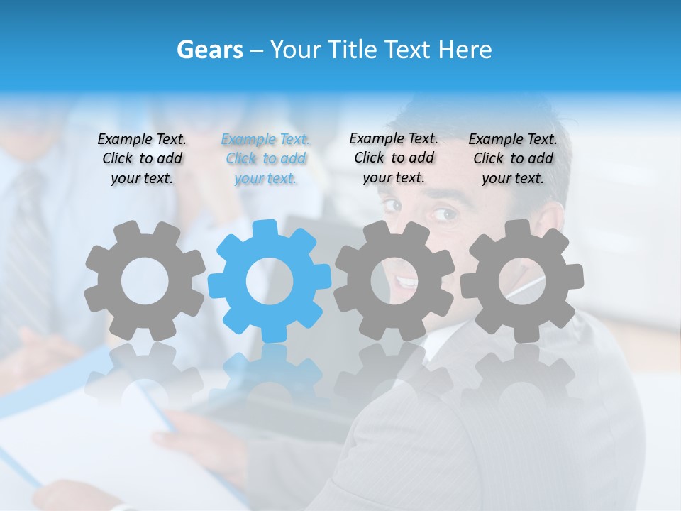 A Group Of Business People Sitting At A Table PowerPoint Template