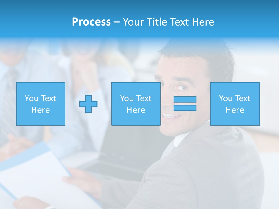 A Group Of Business People Sitting At A Table PowerPoint Template