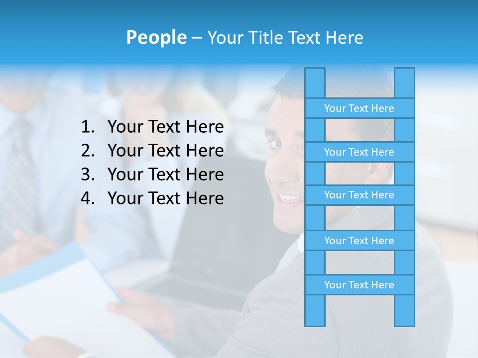 A Group Of Business People Sitting At A Table PowerPoint Template
