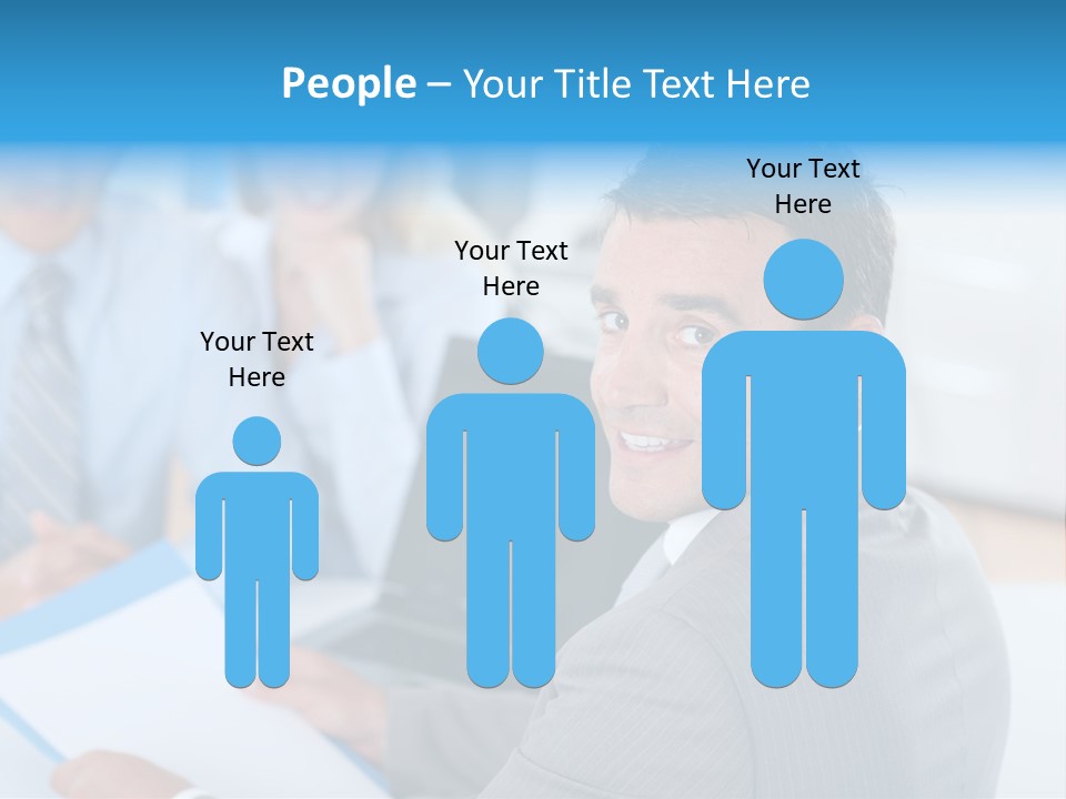 A Group Of Business People Sitting At A Table PowerPoint Template