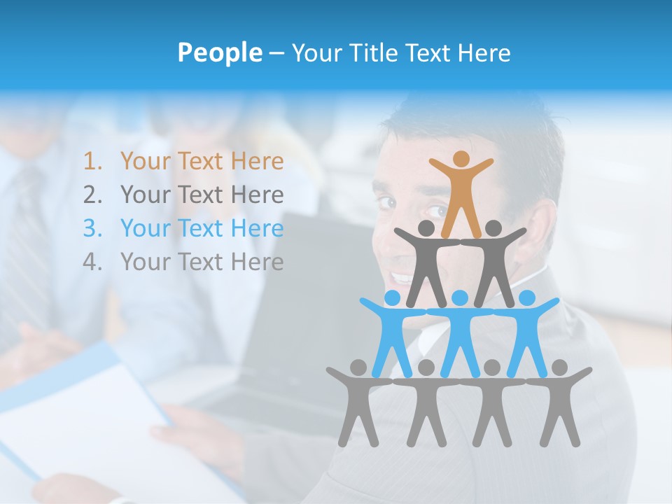 A Group Of Business People Sitting At A Table PowerPoint Template