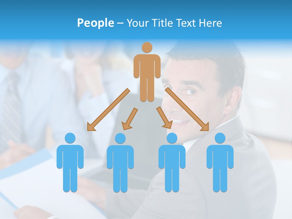 A Group Of Business People Sitting At A Table PowerPoint Template