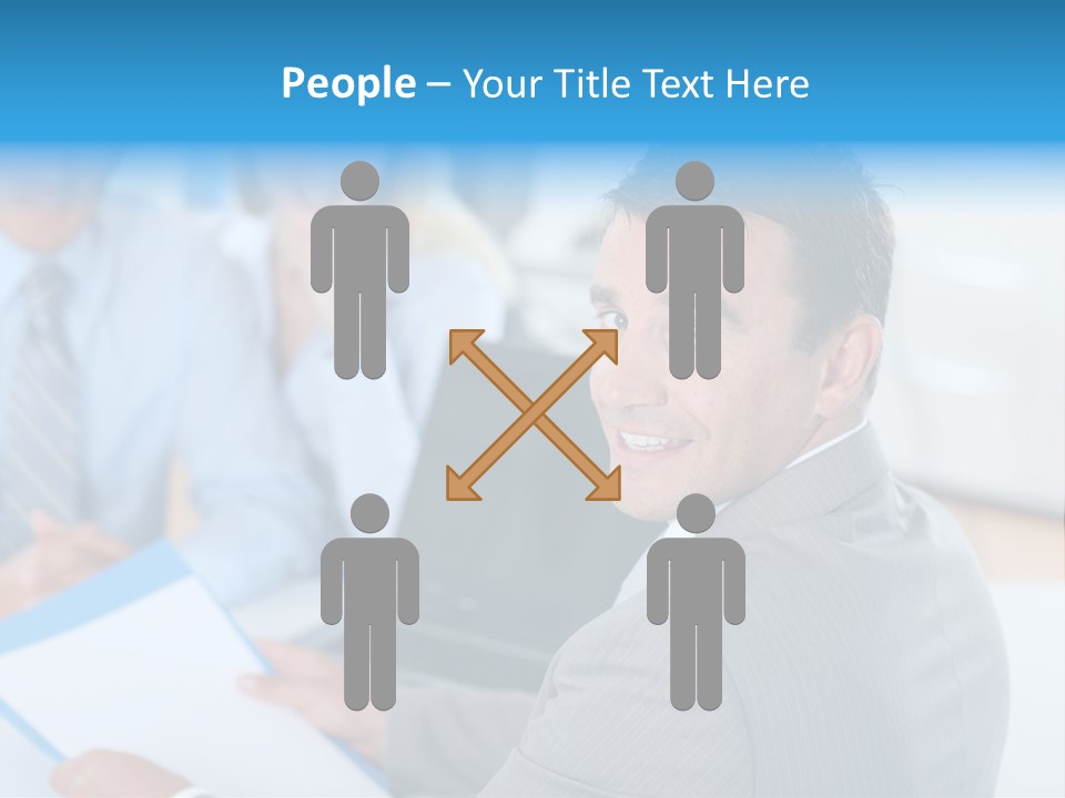 A Group Of Business People Sitting At A Table PowerPoint Template