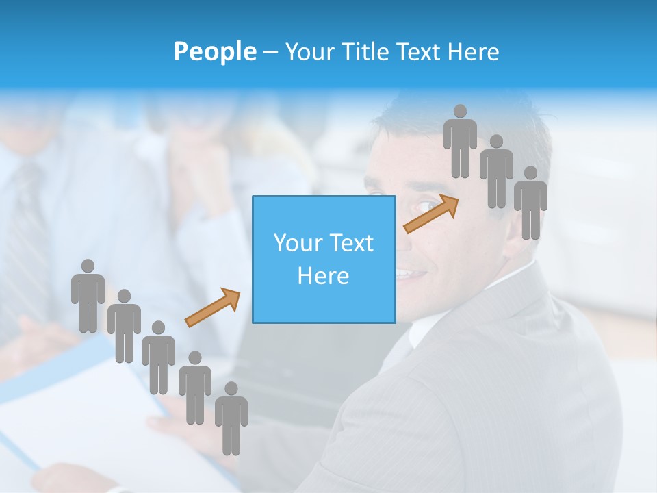 A Group Of Business People Sitting At A Table PowerPoint Template