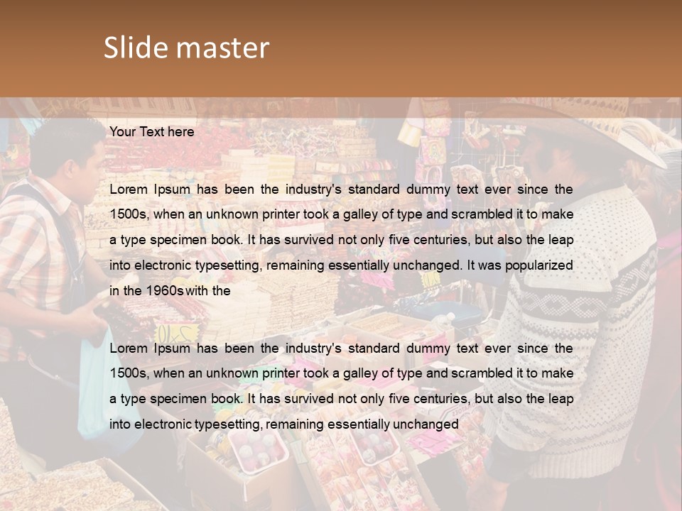 A Group Of People Standing In Front Of A Market PowerPoint Template