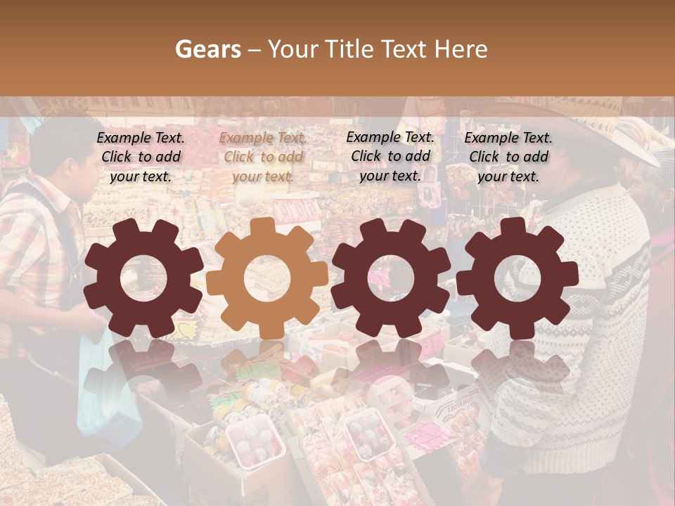 A Group Of People Standing In Front Of A Market PowerPoint Template