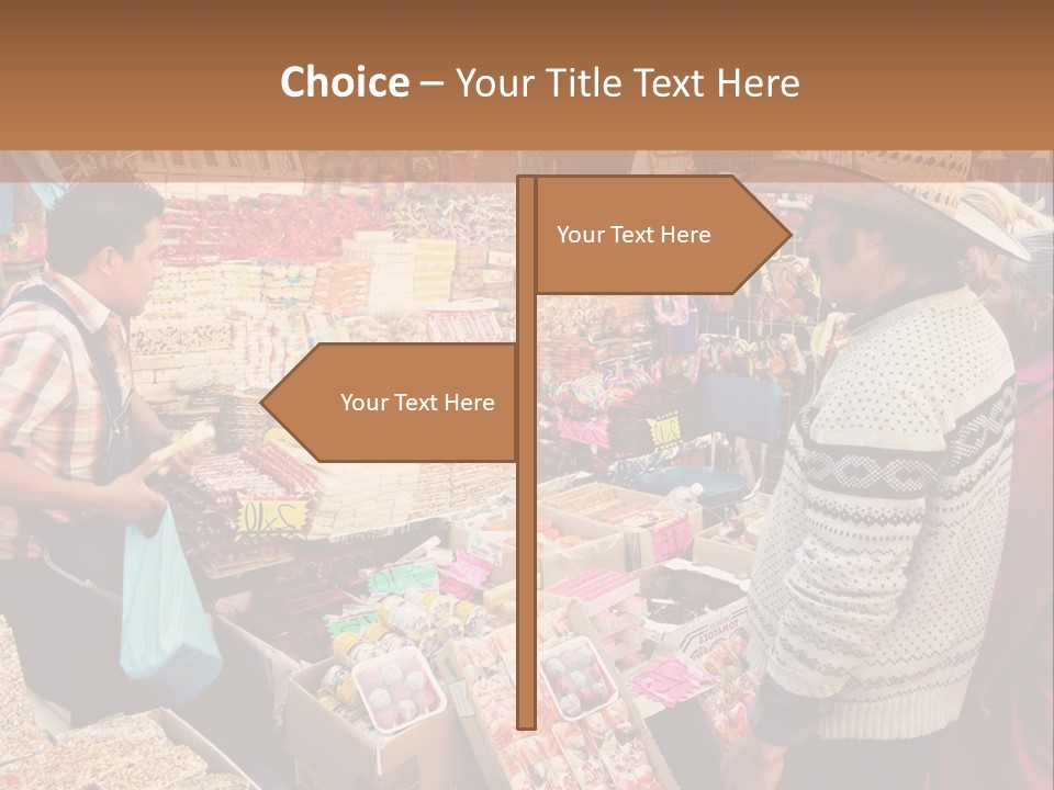 A Group Of People Standing In Front Of A Market PowerPoint Template