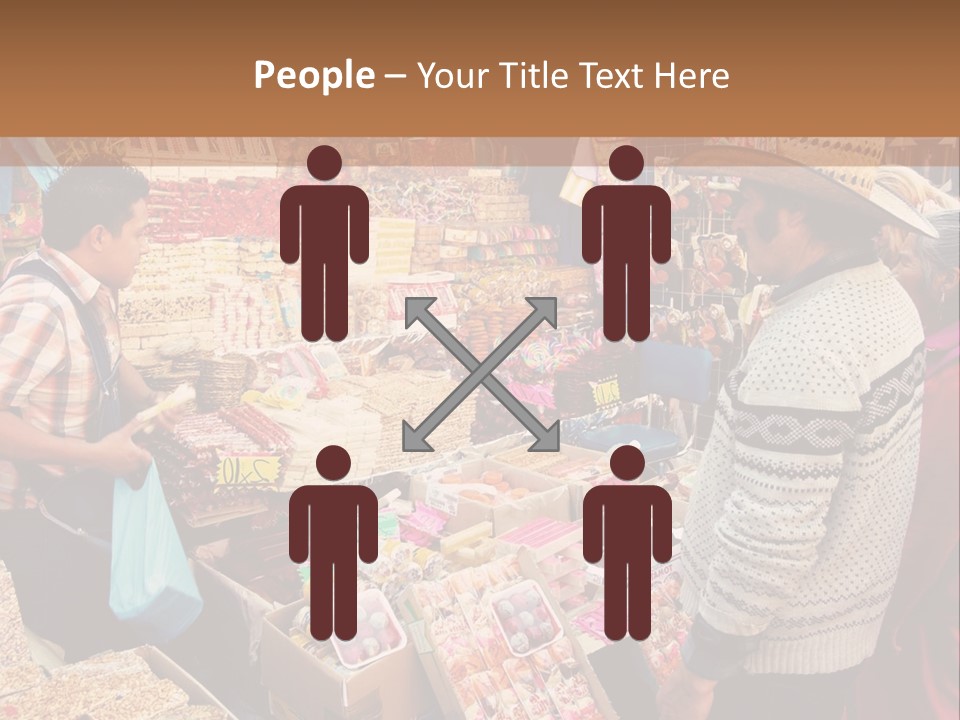 A Group Of People Standing In Front Of A Market PowerPoint Template