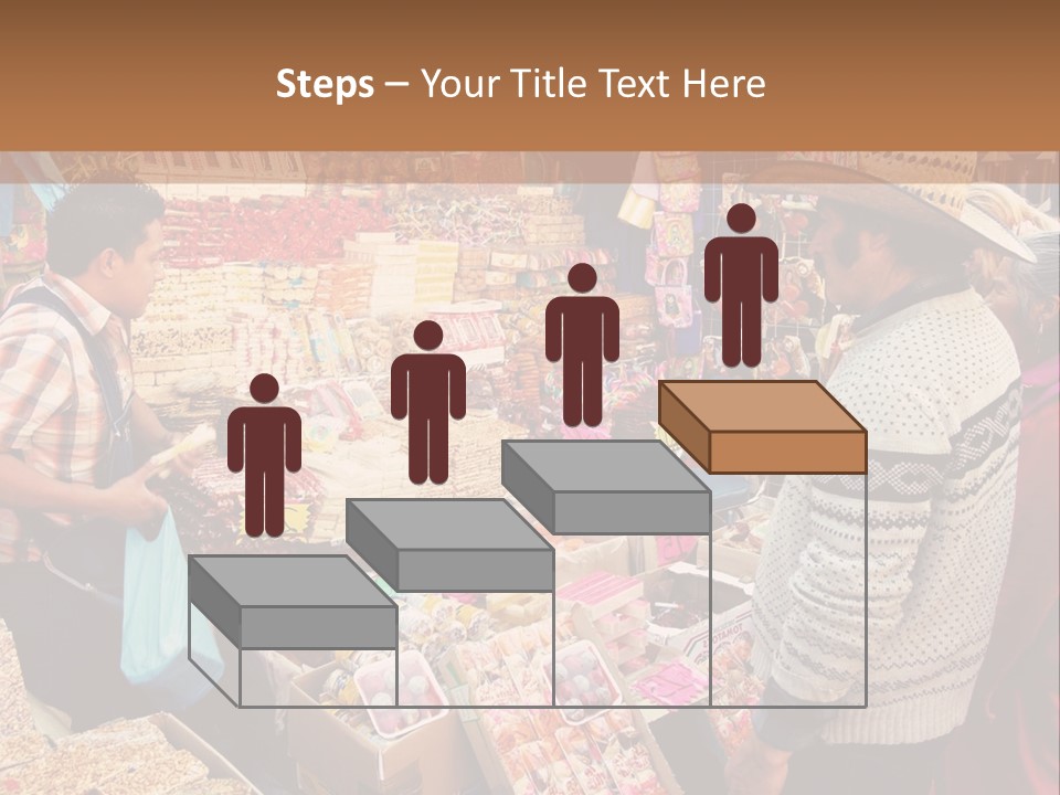 A Group Of People Standing In Front Of A Market PowerPoint Template