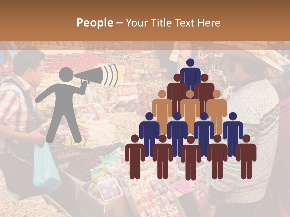 A Group Of People Standing In Front Of A Market PowerPoint Template
