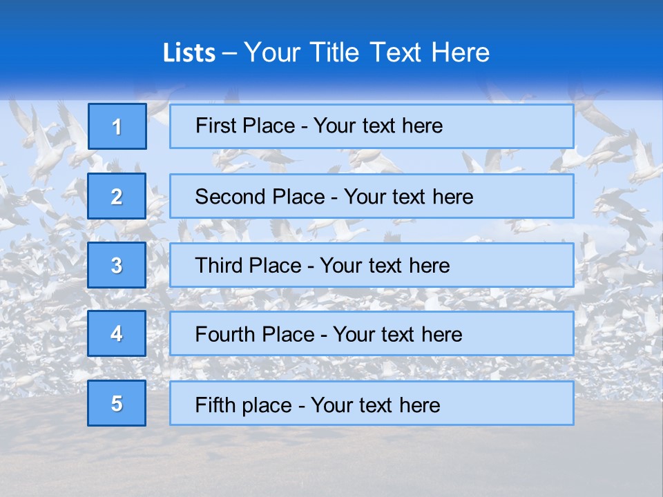 A Large Flock Of Birds Flying Over A Body Of Water PowerPoint Template